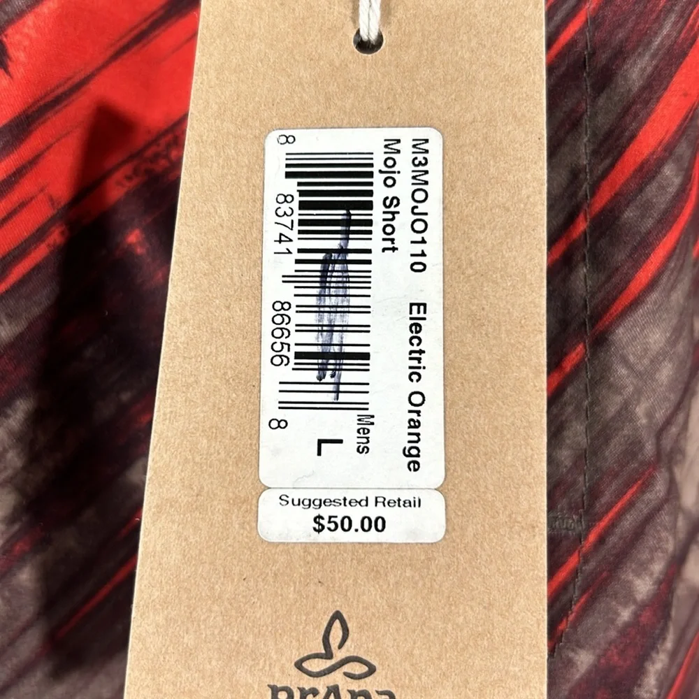 NWT Prana men's orange and gray Mojo activewear shorts electric orange